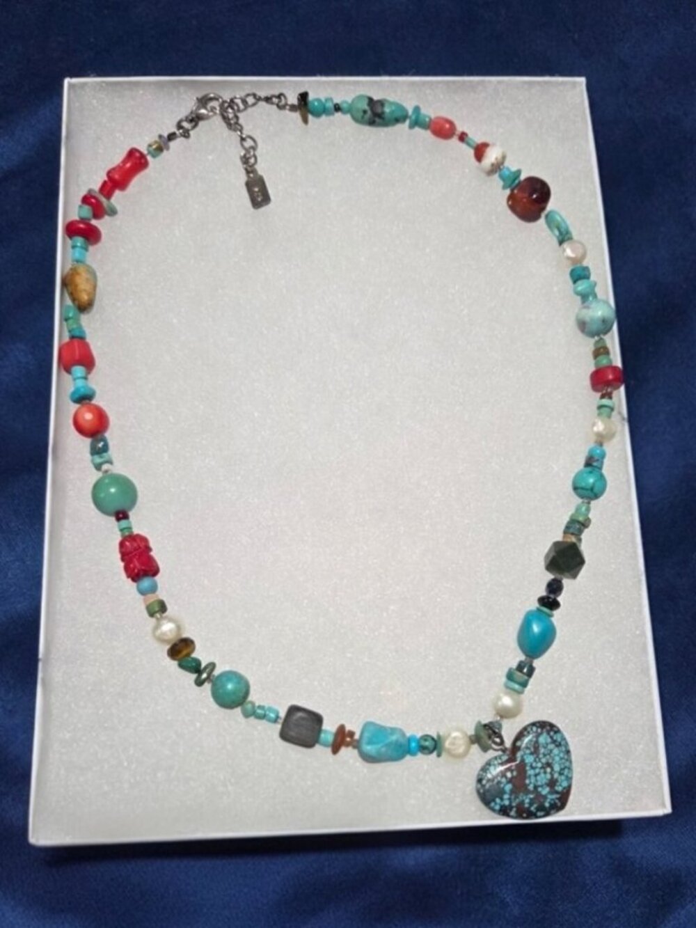 Vintage Peyote Bird Southwestern Multi Gemstone Necklace 925 Sterling